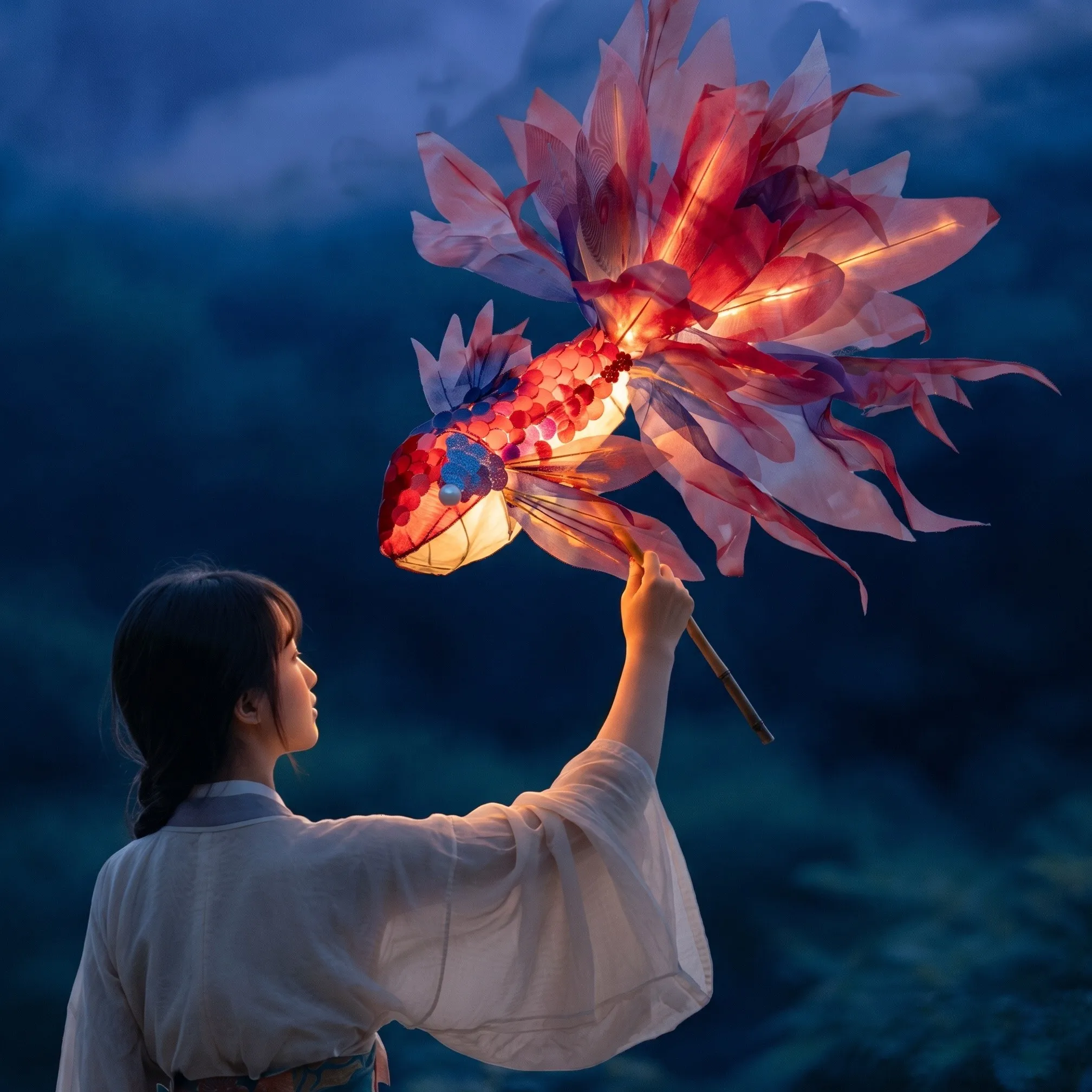 65cm Diy Koi Fish Lantern Kit Gauze Handmade Intangible Cultural Heritage Lantern For Mid Autumn Festival Wedding Party Decor