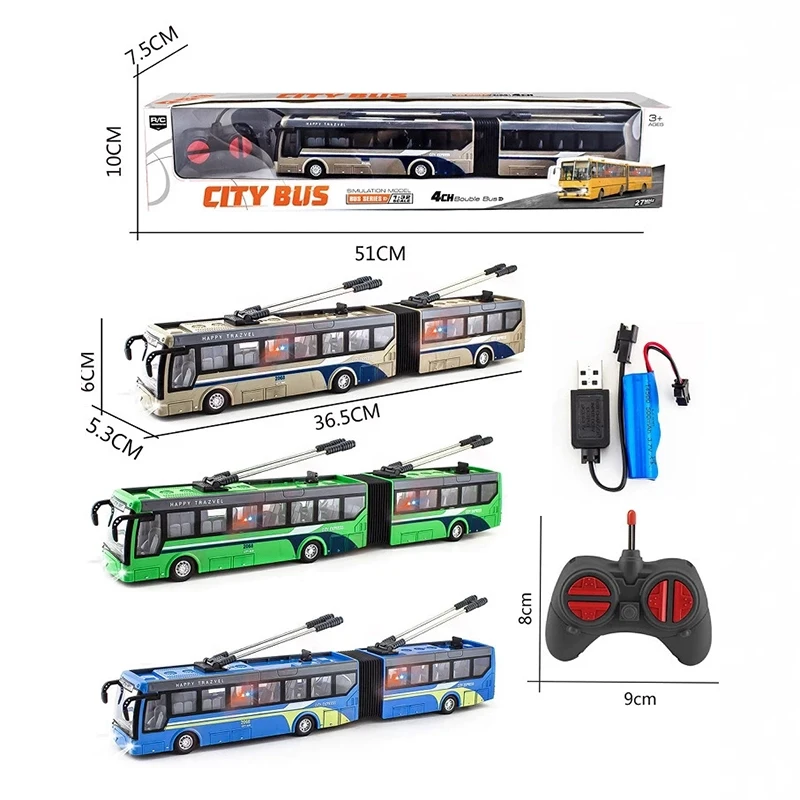 حافلة مزدوجة النقل بجهاز تحكم عن بعد مع ضوء أربع قنوات لاسلكية RC سيارة حافلة المدينة ألعاب أطفال هدية عيد الميلاد للطفل صبي فتاة