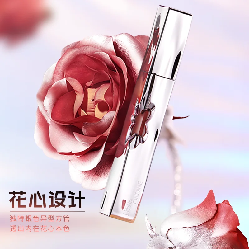 Hxl Flower Heart Lip Mud Matte Velvet Matte Lip Lacquer Lip Gloss Lipstick Gift White