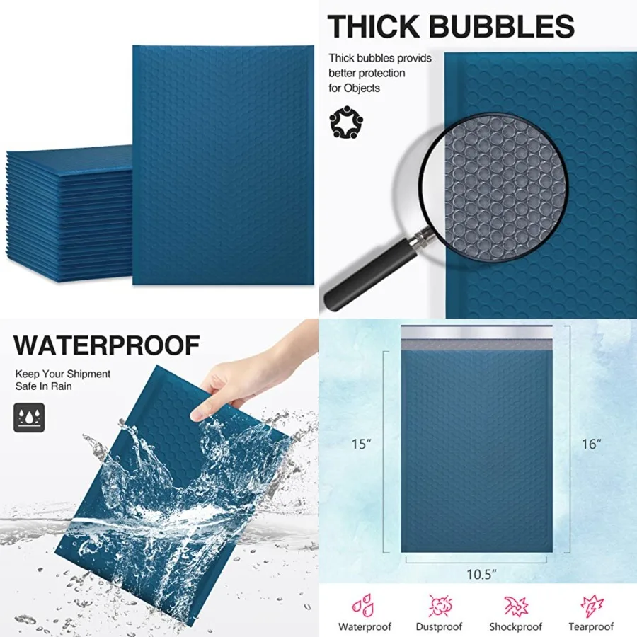 

Bubble Mailers 10.5x16 Inch 25 Pack Poly Padded Envelopes Large #5 Mailing Packages Opaque Packaging Postal Self Seal Adhesive
