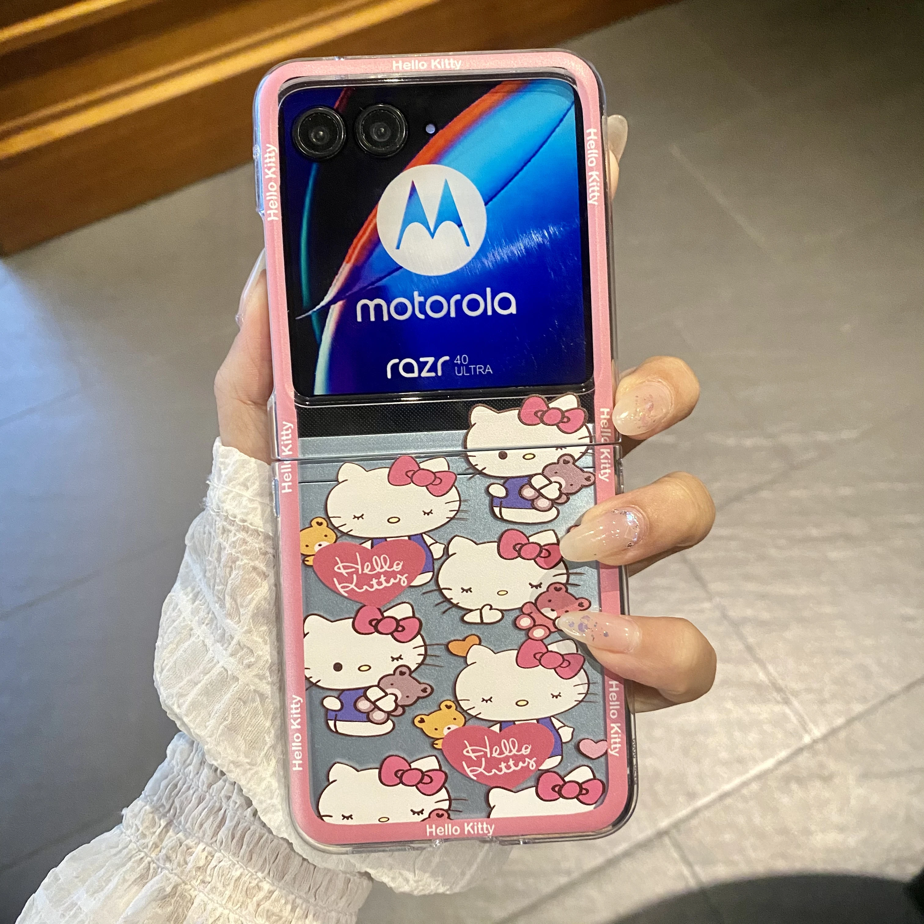 Transparent Acrylic Phone Case For Motorola Razr 40Ultra Razr50 50Ultra 5G Shockproof Hard Cover Sanrio Hello Kitty Hangyodon