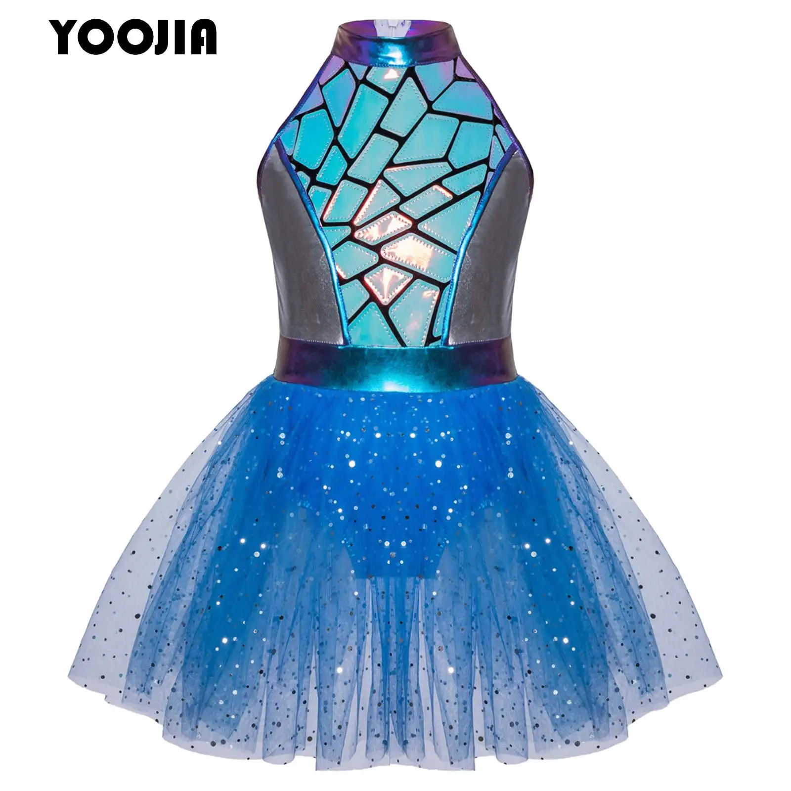 

Girls Shiny Alien Outerspace Tutu Dance Dress Halloween Kids Cosplay Carnival Parformance Future World Astronaut Robot Costume