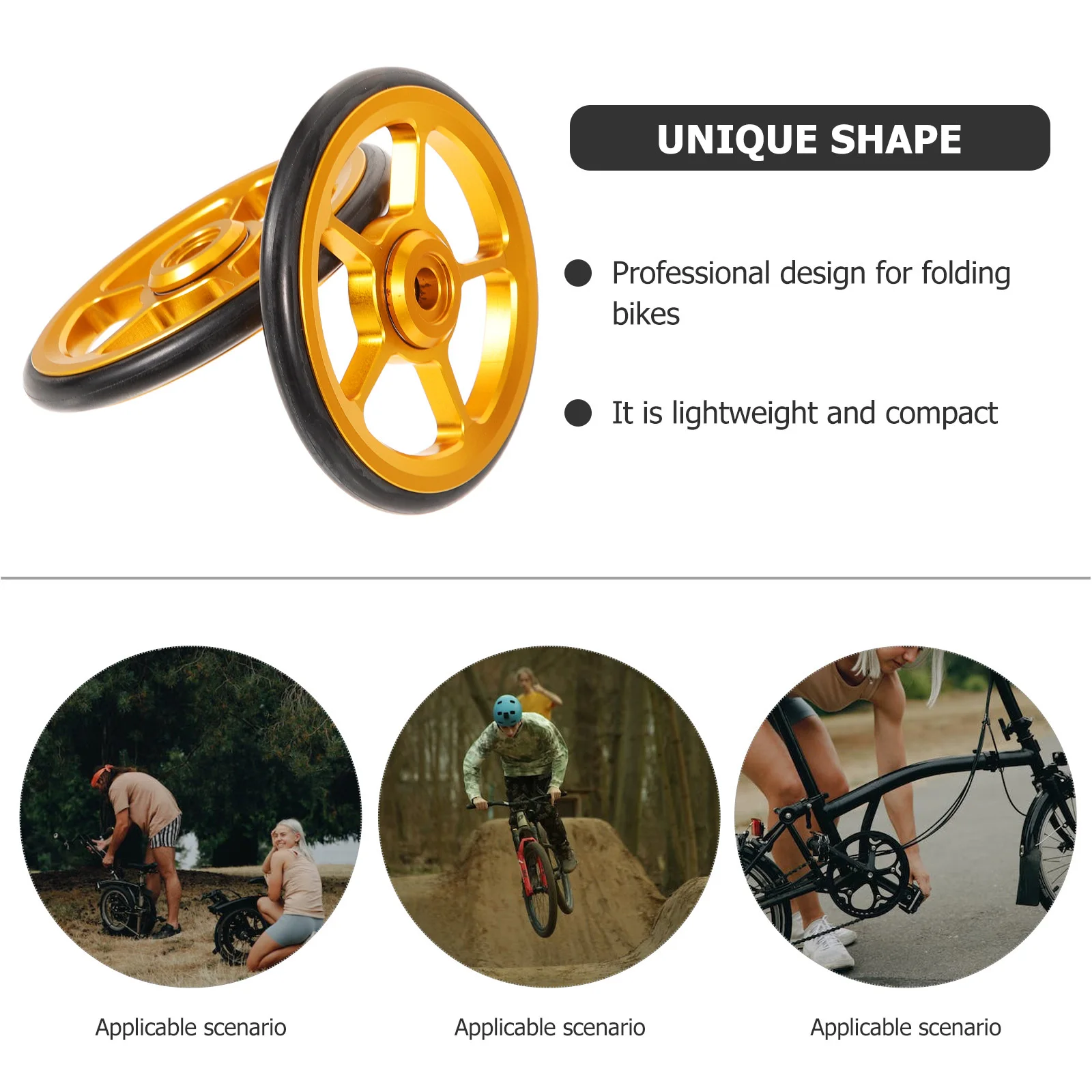 

2Pcs Replaceable Folding Bike Wheel Durable Lightweight Accessory for Outdoor Folding Bike Wheel Outdoor Accessory