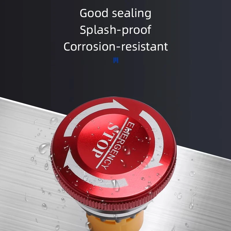 LA38 مفتاح زر إيقاف الطوارئ المعدني 22 مم التحكم في الطاقة 1NO1NC اتصال نحاسي/فضي سهل التركيب #2