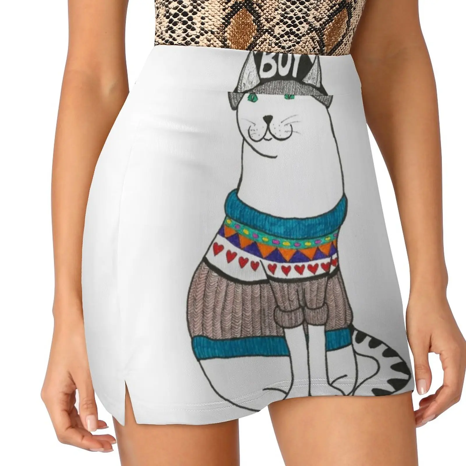 

Boycat Women's skirt With Hide Pocket Tennis Skirt Golf Skirts Badminton Skirts Running skirts Cat Boy Hat Sweater Watercolor