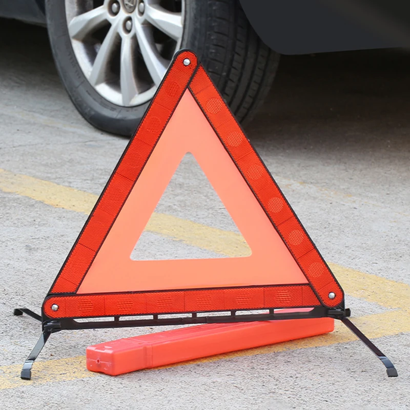 Car Emergency Triangle Frame Portable Foldable Stop Sign Red Car Breakdown Warning Reflective Tripod Automobile Accessories