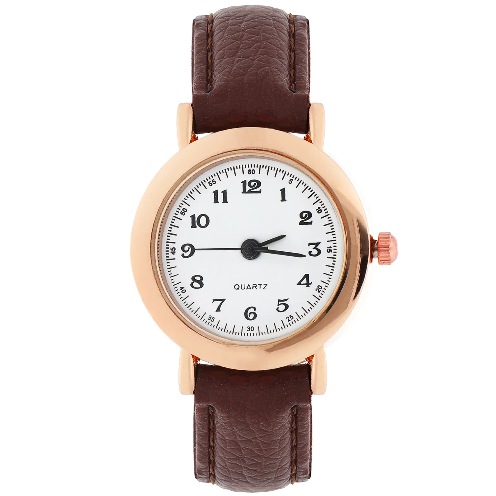 

Женские простые часы с коричневым ремешком 21 см, маленькие стильные наручные часы с цифровым циферблатом для женщин и студенток, на каждый день, в подарок