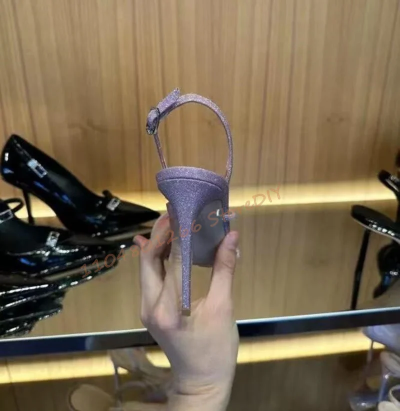 7 و 9 سنتيمتر كعب الوردي حجر الراين كعب مع الأحجار الكريمة لامعة صنادل عالية الكعب الصيف الفرقة الأشرطة أحذية النساء