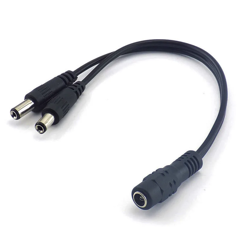 1pc CCTV Security Camera 1DC Female To 2 Male plug Power Cord Adapter Connector Cable Jack Splitter For RGB Controller LED Strip