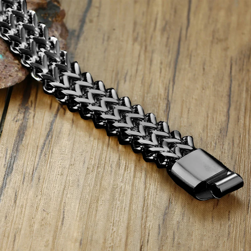 Hip Hop Stainless Steel Front And Back Fishscale Bracelet Men's Double Row Positive Punk Bracelet Niche Simple Versatile