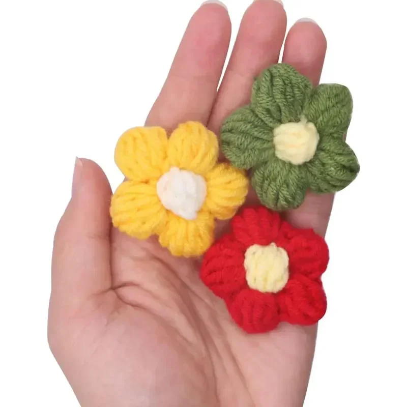 10Pcs Hand Sewing Crochet Flower Appliques Colorful Decorative Embroidered Crochet Flowers for DIY Craft Sewing Accessories