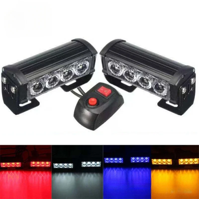 One To Two Explosion Flashing LED Car Warning Light Long Bar Lights Red Blue Yellow Refit Light