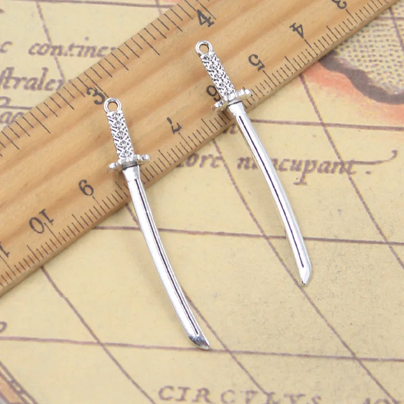 20pcs Charms Katana Knife 49x8mm Antique Silver Color Pendants Making DIY Handmade Tibetan Finding Jewelry