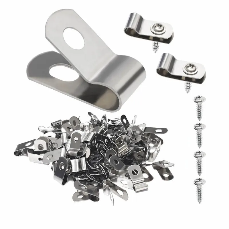 

210 Clips + 210 Nails, Heavy-Duty R-Type Fence Clips, for Chain Fence & Wood Posts