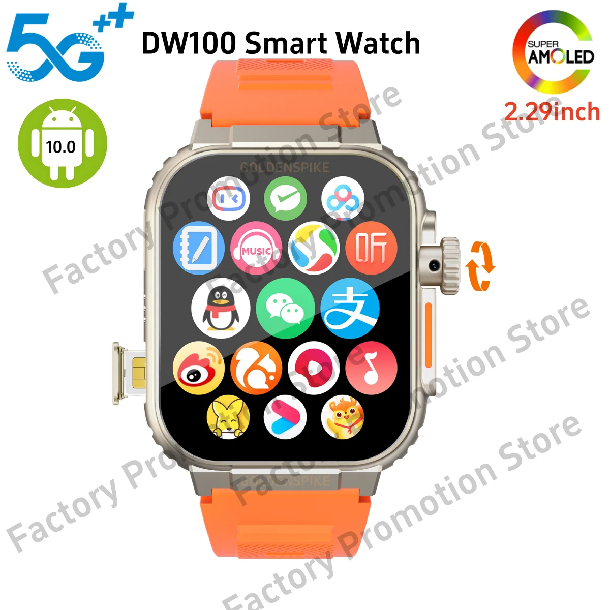 

Original DW100 Smart Watch 4G/5G LTE Rotary Camera GPS Position WIFI Video Global Calling 2.29'' Amoled Android 10.0 Smartwatch