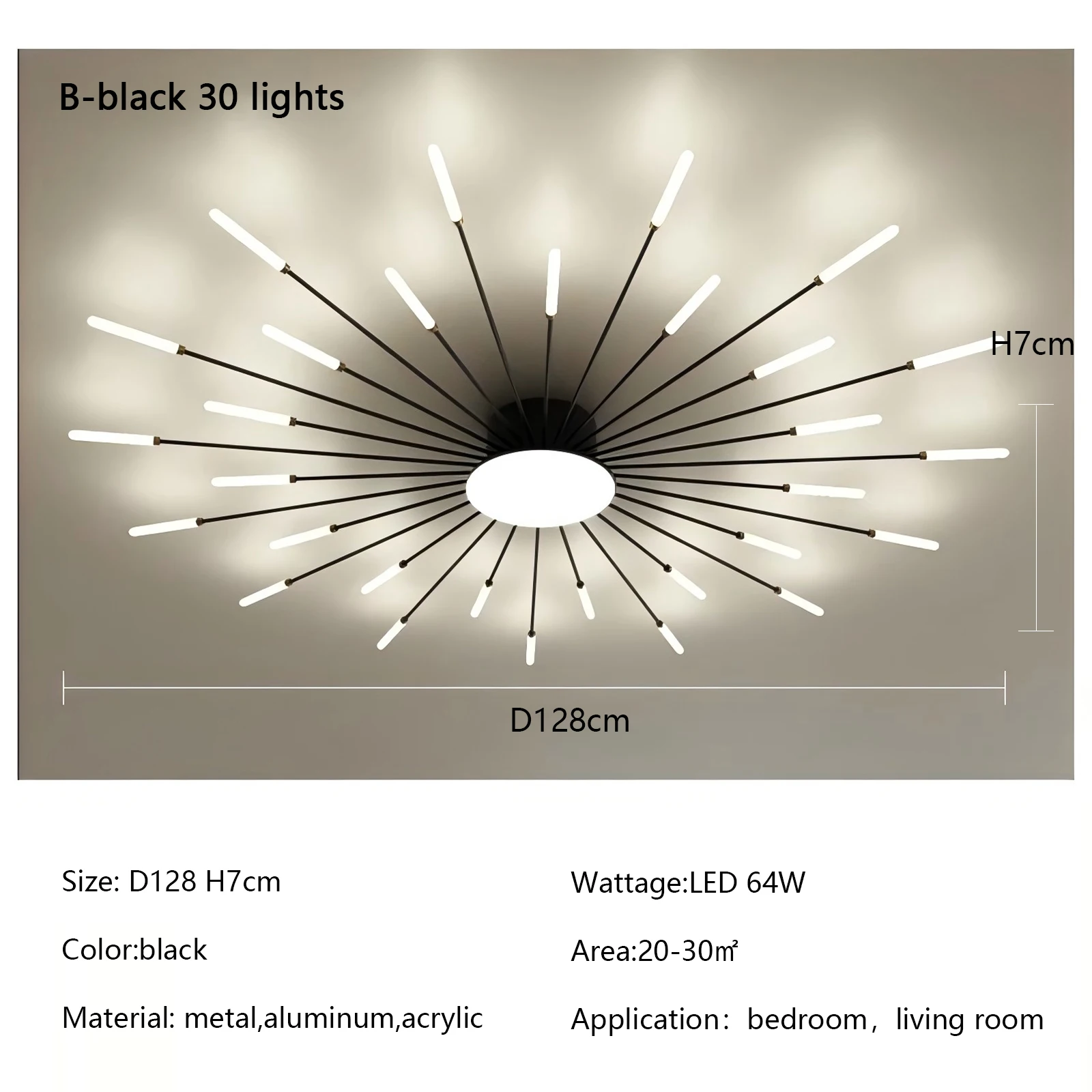 SaloEElaitte Kreativität Feuerwerk Led-deckenleuchten Moderne Einfache Wohnzimmer Kronleuchter Wohnkultur Beleuchtung Schlafzimmer Glanz Lmps Leuchte 5