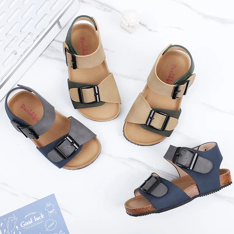 Children's Sandals 2023 Summer Cork Soft Sole Non-slip Boys and Girls Beach Shoes Kids Casual Flats Open-toe Sandals 25-36