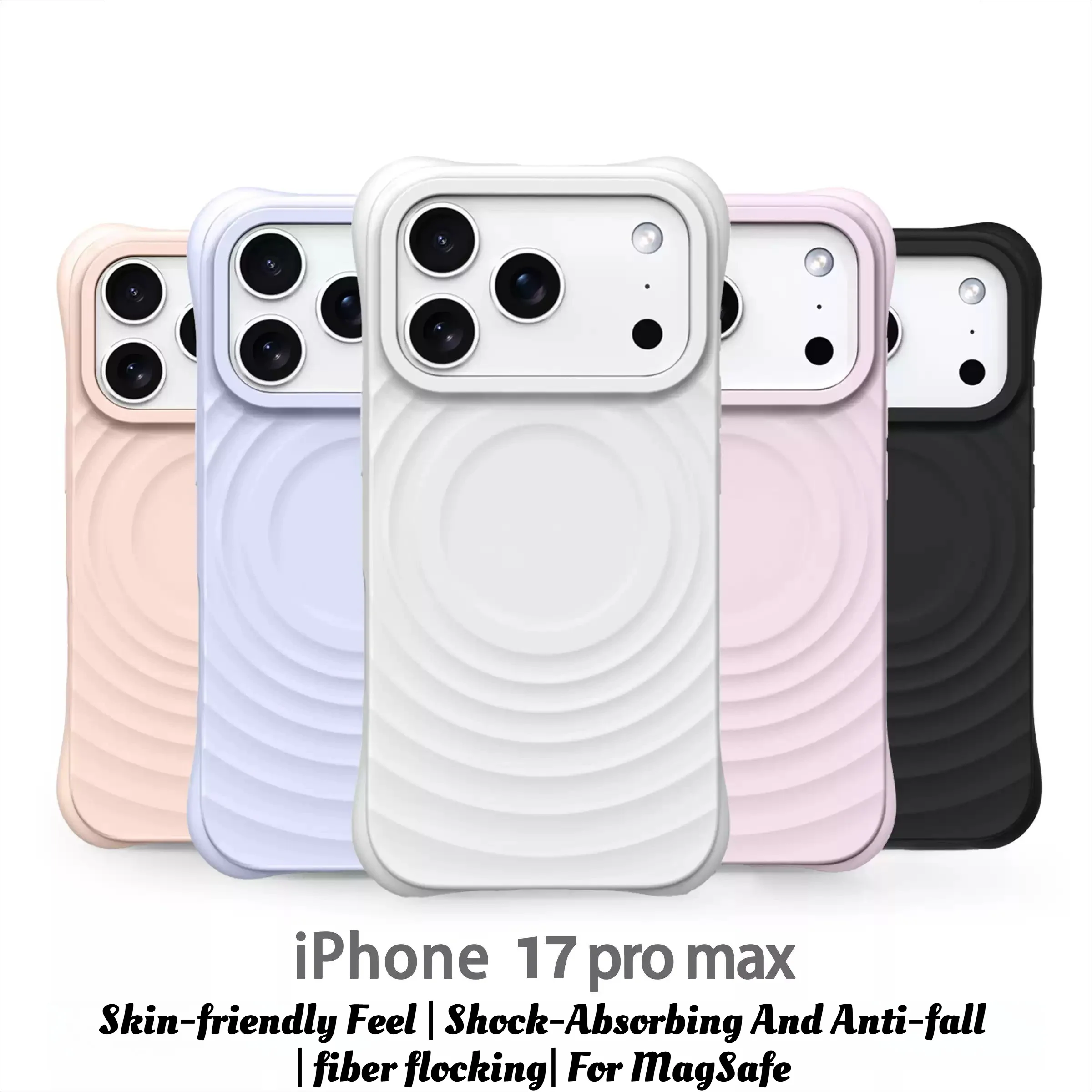 Couple Same Style Liquid Silicone Water Ripple Case For iPhone 18 Pro Max 17 16 15 14 13 For Magsafe Skin Fleece Anti-drop Cover view 3