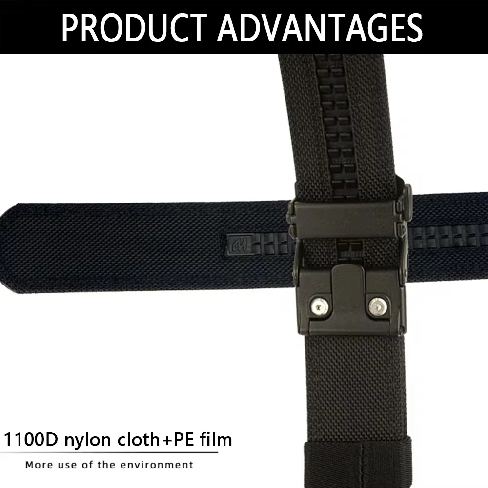 TUSHI Brand Double layered thickened tactical belt men\'s outdoor nylon 3.8 wide upgraded automatic buckle gun belt