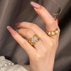 Classic wire drawing craft crystal butterfly rings for women  wide retro fashion engagement ring fine copper jewelry