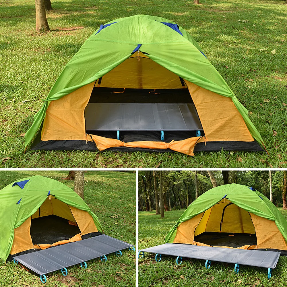 Outdoor Portable Camping Bed Aluminum Alloy Traval Cot Ultralight Camping Tent Bed Portable Office Single Bed Camping Cot