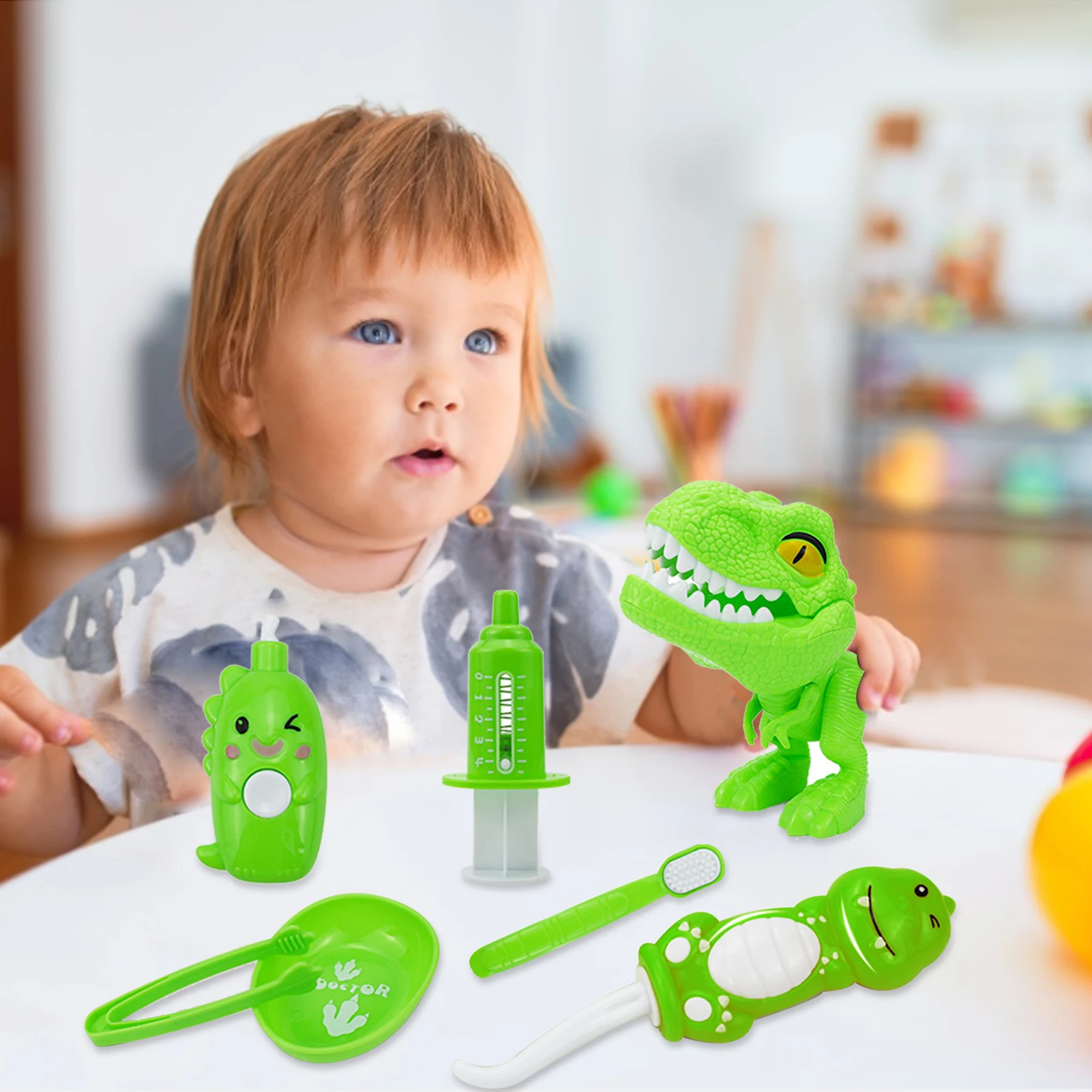 Dentist Toys For Kids Cartoon Dinosaur Dental Tools Doctor Set Playset Children Simulation Dentist Medicals Kit Play House Toys