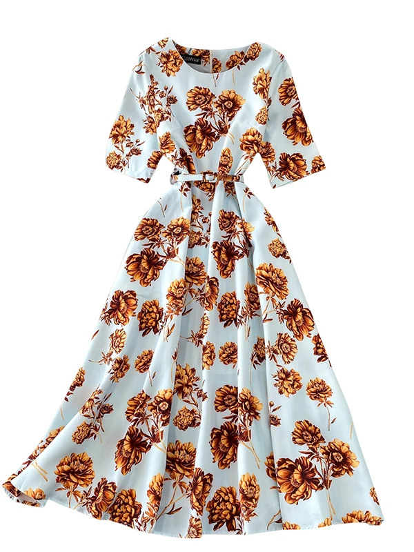 Ele Stampa floreale ort Sve Dr Gonna lunga dimagrante con cintura vintage a vita alta autunno inverno da donna Sle Abbigliamento casual