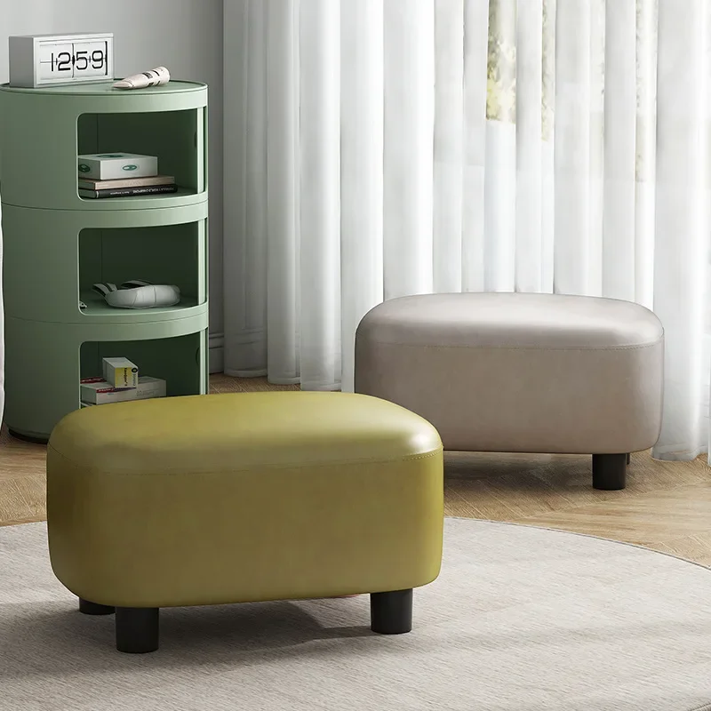 Creative Low Stool Ottomans Household Jelly Bean Stool Living Room Sofa Leather Doorway Wear Shoe Stool Modern Simple Pedal