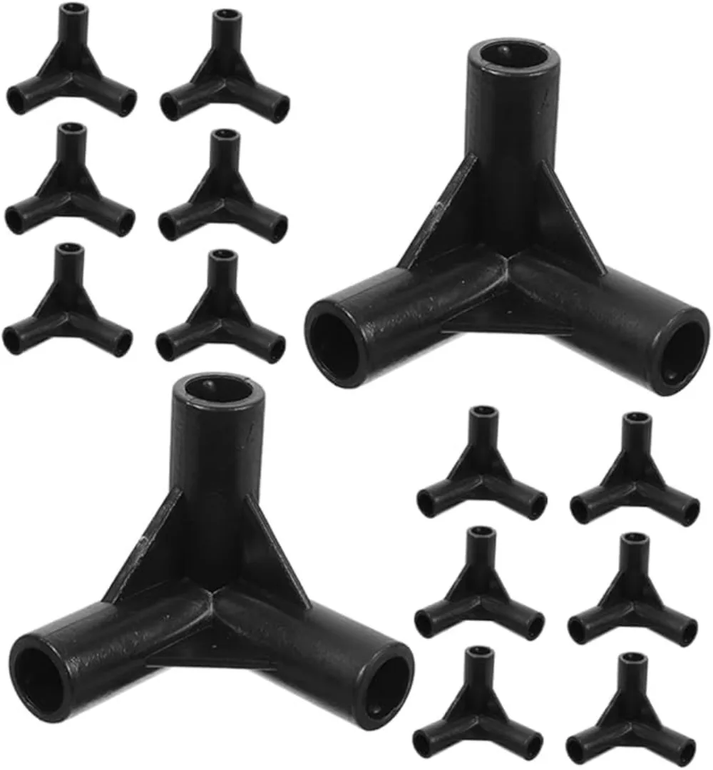 Black Pipe Connector DIY Shelf Tent Fixed Connector Fittings I.D 8/12/16/19mm ABS Plastic Four Way Elbow Straight Joint