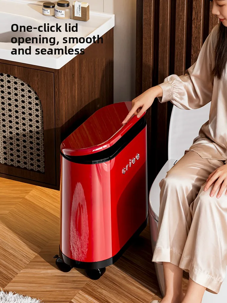 

Large Capaci Batoom Kitchen Tra Can Middle Ancient Sle with Lid Narrow Fitting Home Garbage Bin Pr Open Way