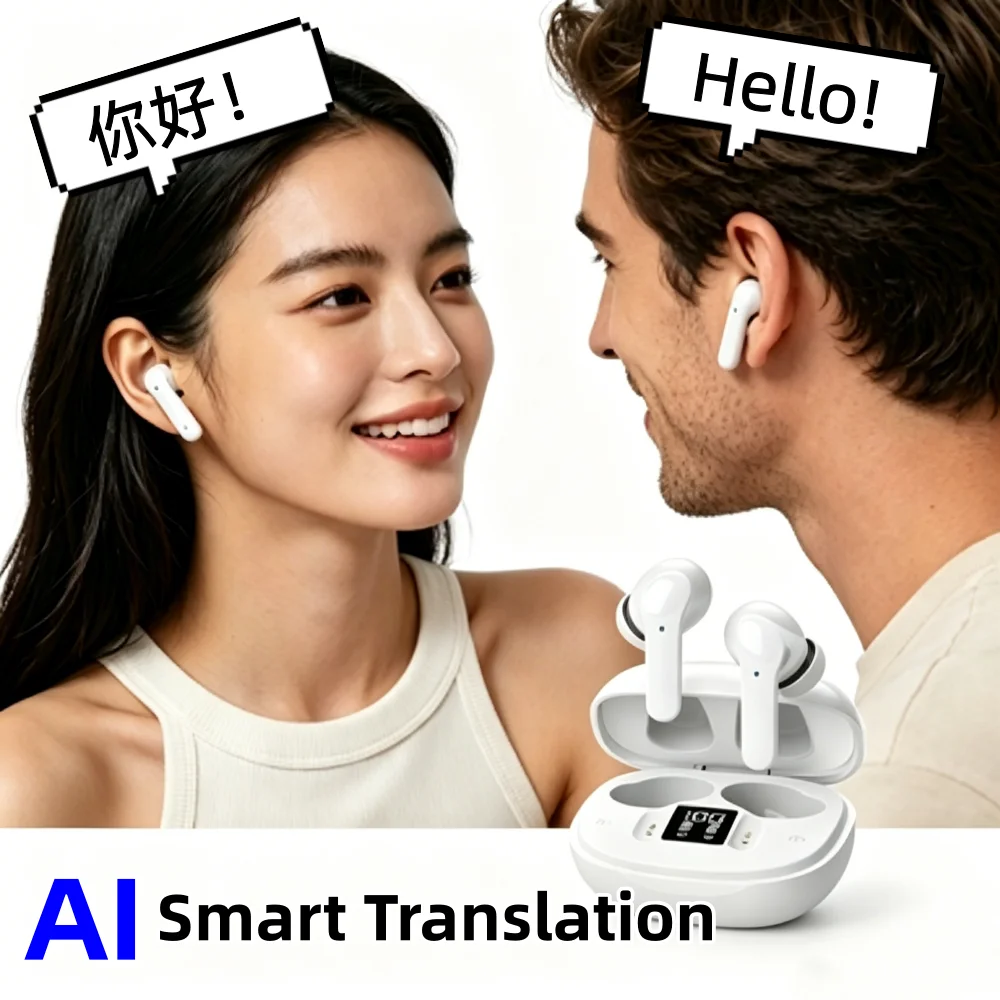 B11 Smart Voice Translation Earphones Dual Ear Chinese to English Multi-language Bluetooth Simultaneous Interpretation Translato