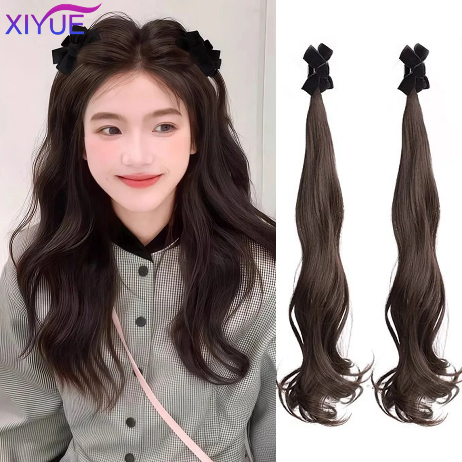 XIYUE Synthetic Bow Ponytail Wig Women's Claw Clip Big wave ponytail Curly Hair Natural Hair piece For Women Daily Party