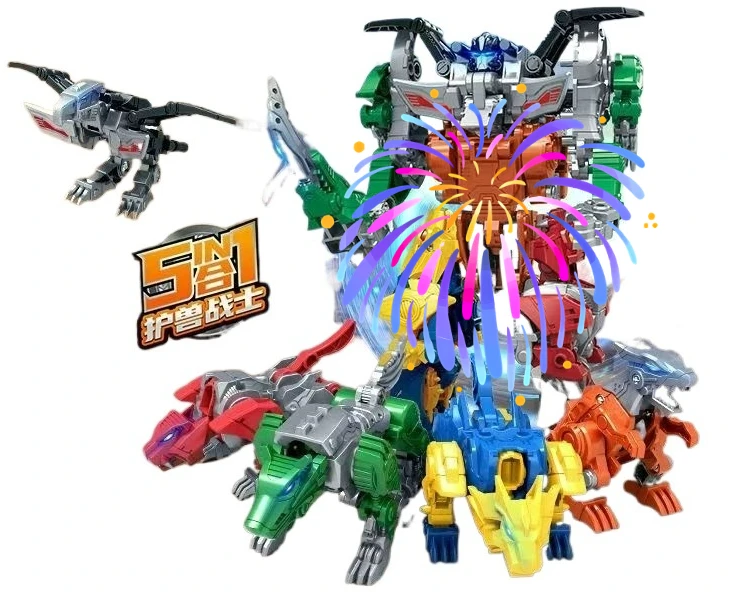 

5in1 Transforming Robot Alloy Animals(Wolf/Eagle/Dragon/Lion/Tiger)STEM Beast Toys for Boys,Movable Joints Weapons Action Figure