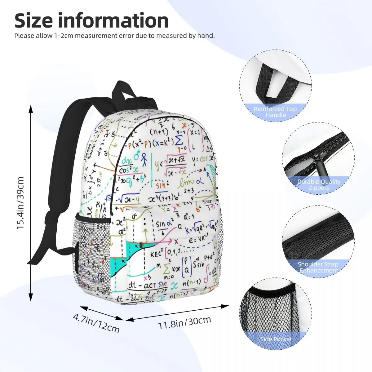 Math Homework Backpacks Teenager Bookbag Cartoon Students School Bags Laptop Rucksack Shoulder Bag Large Capacity