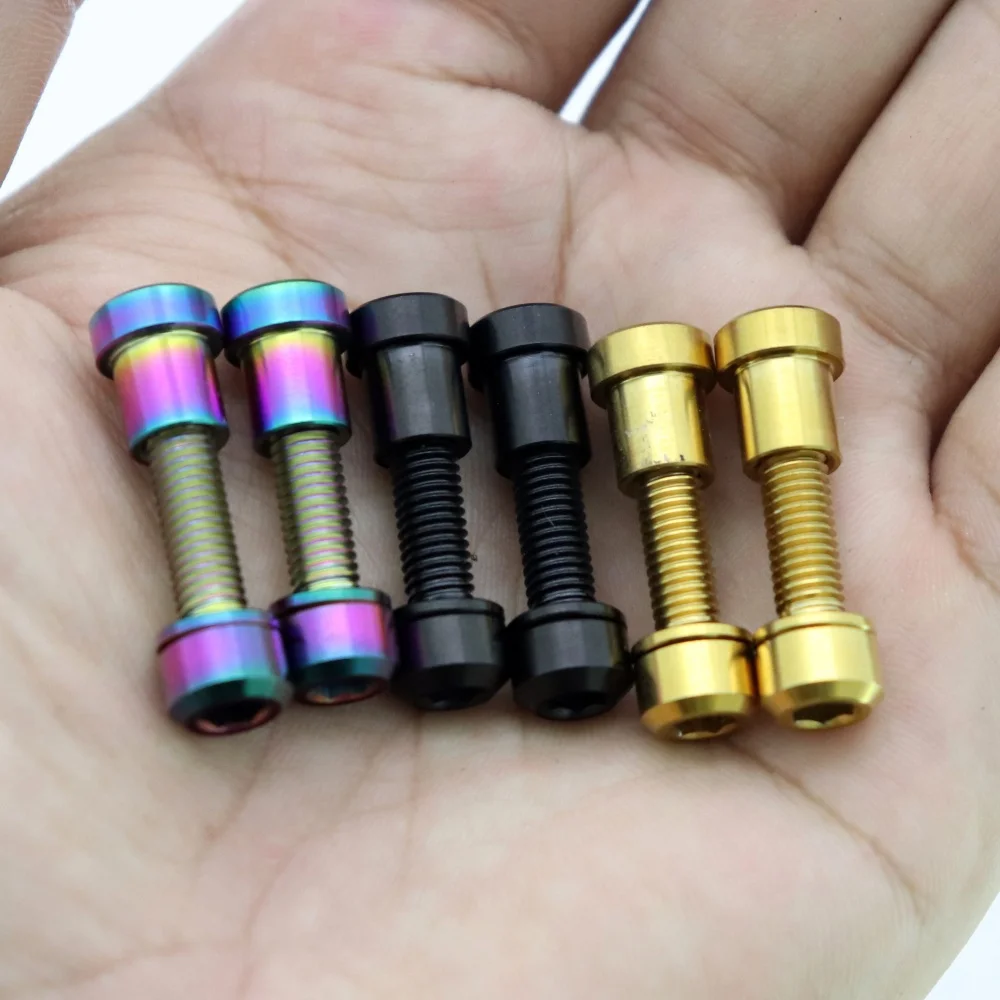 KOCEVLO Titanlegierung TC4 Vorbauschrauben M5x18mm Fahrradlenker Vorbauschraube mit Unterlegscheibe MTB Rennrad Vorbau Riser Schraube – Detail 3
