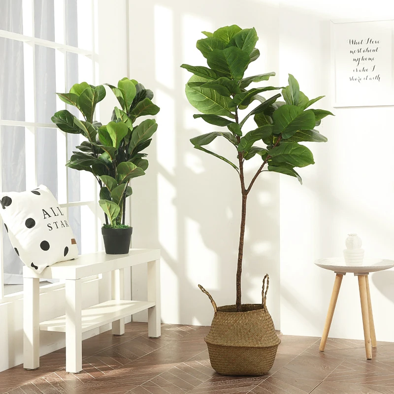 

122cm Tropical Tree Large Artificial Ficus Plants Branches Plastic Fake Leafs Green Banyan Tree For Home Garden Room Shop Decor