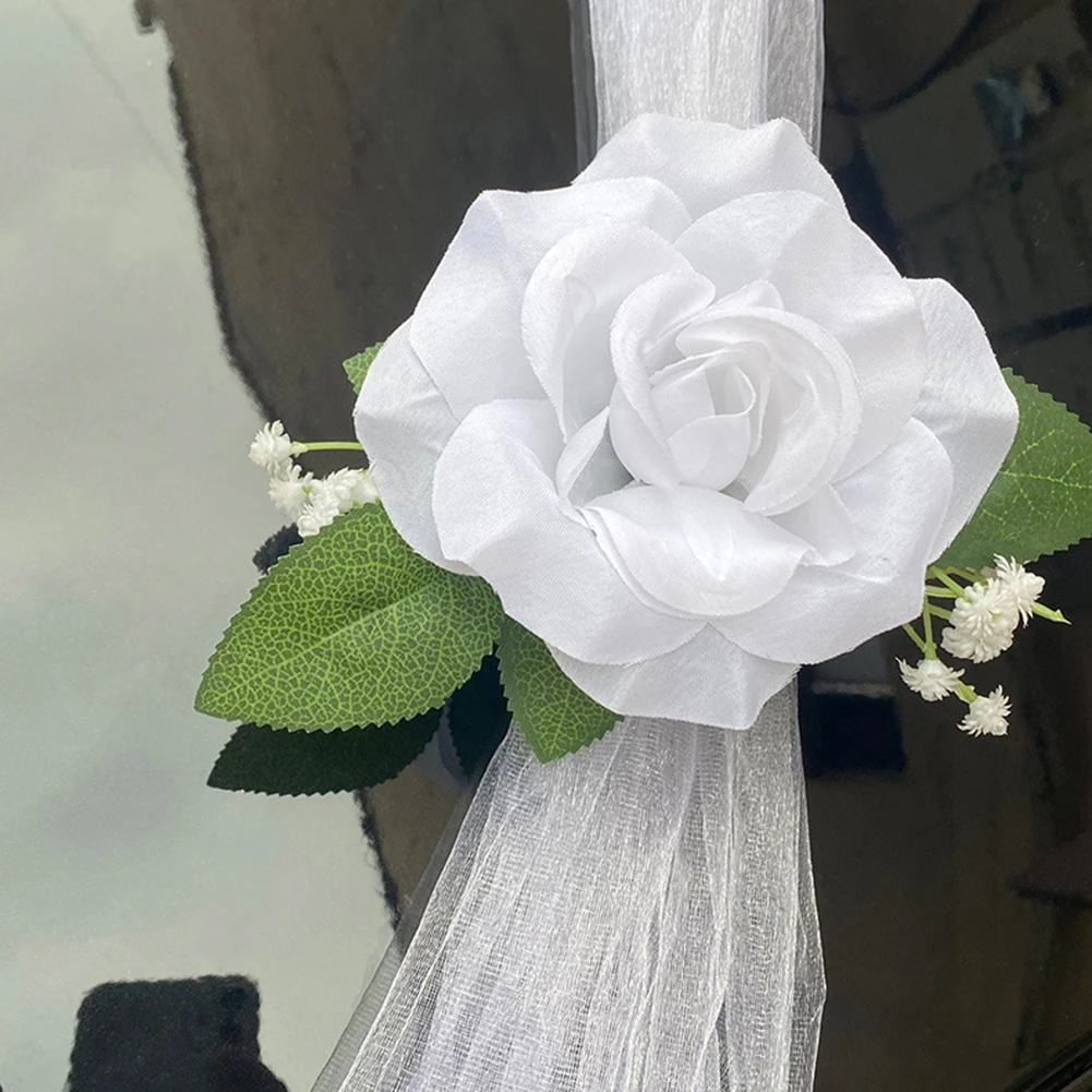 Party Decoration Wedding Car Decoration Weather Resistant Flowers Romantic Car Decor Vibrant Faux Roses Waterproof Floral Decor