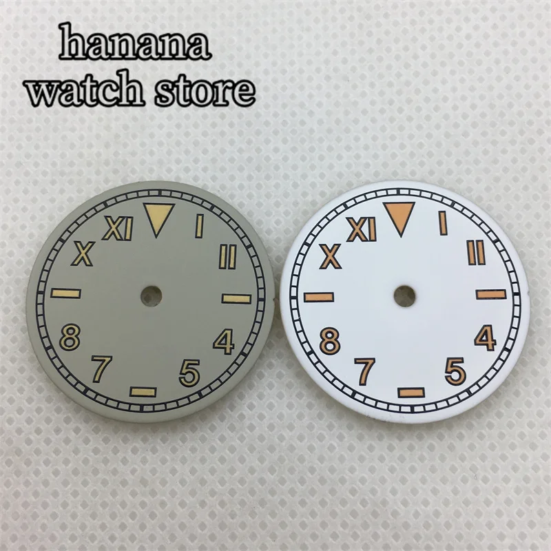 29 มม.Sterility Dial Dateless นาฬิกาสีเขียวส่องสว่าง Fit NH35 NH36 ETA 2836 2824 PT5000 DG2813 Miyota 8215 8205 การเคลื่อนไหว