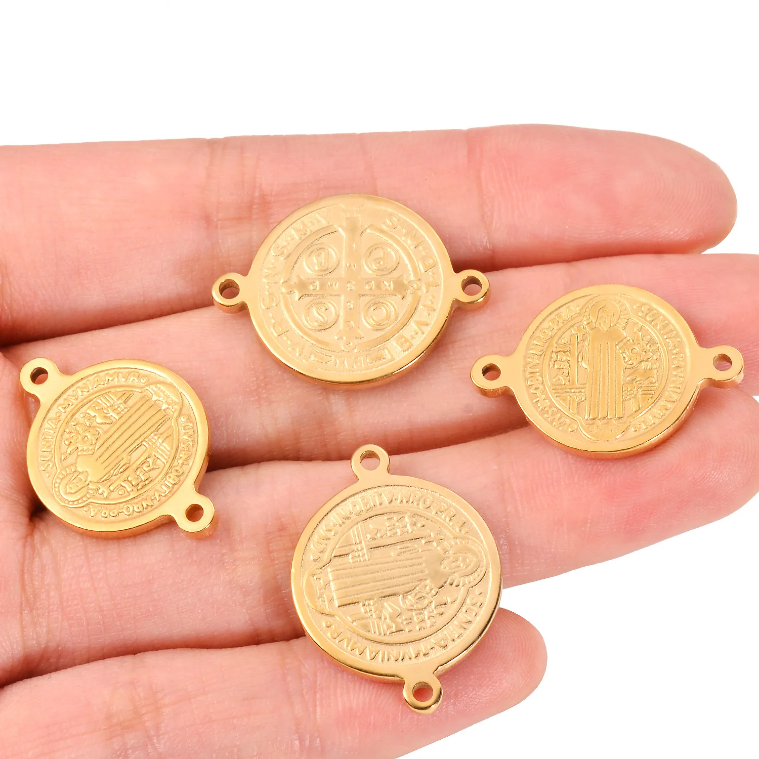 

10pcs/lot Stainless steel double hole round small pendant jewelry necklace DIY pendant connector accessories