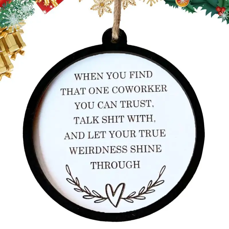 Christmas Coworker Secret Hangable Inspirational Keepsake Coworker Secret Ornament Keepsake Sign Round Appreciation Christmas