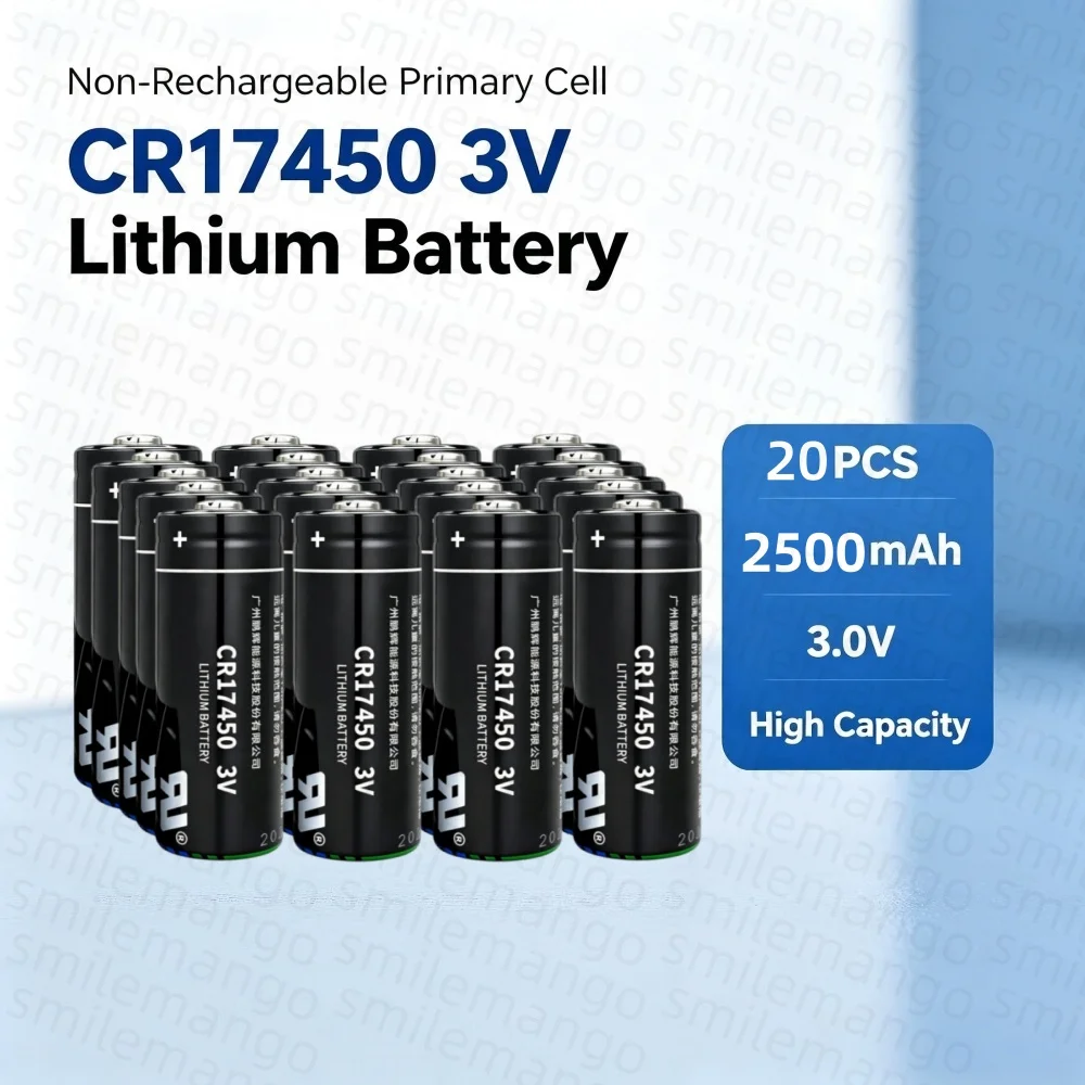 3V 2500mAh CR17450 Li-MnO2 Non-Rechargeable Lithium Battery Primary Cylindrical Battery for Water Meter Smoke Detector IoT Indus view 6