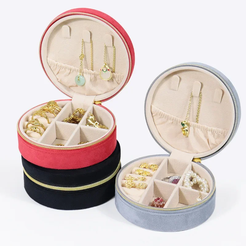 

Zipper Bag for Jewelry Ring Necklace Organizers Box Velvet Storage Container Portable Earrings Jewelry Box
