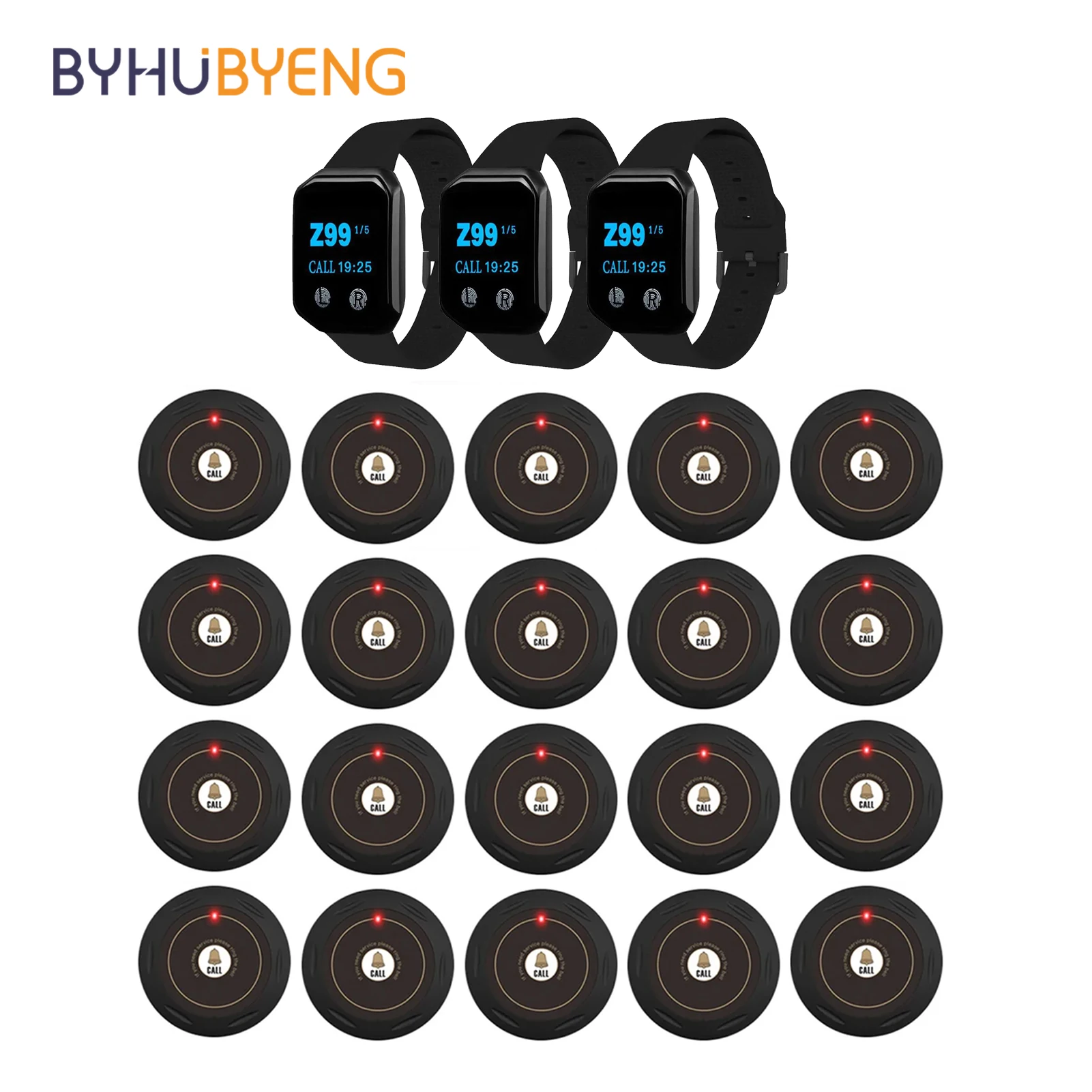 BYHUBYENG Restaurant Pager Waterproof Waiter Wristband Watch Pager Wireless Calling System For Plant Hospital Bar Cafe