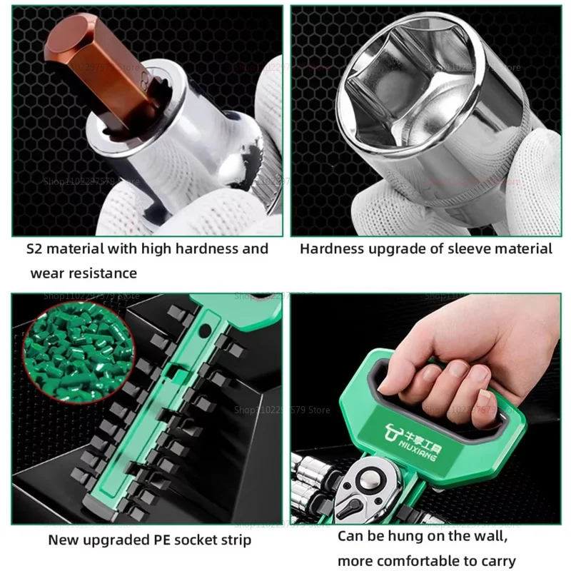 المقبس كم وجع مجموعة أدوات إصلاح السيارات اليدوية مفتاح ربط السقاطة أدوات المفك لسيارة دراجة نارية المرآب ورشة عمل 1/4 3/8