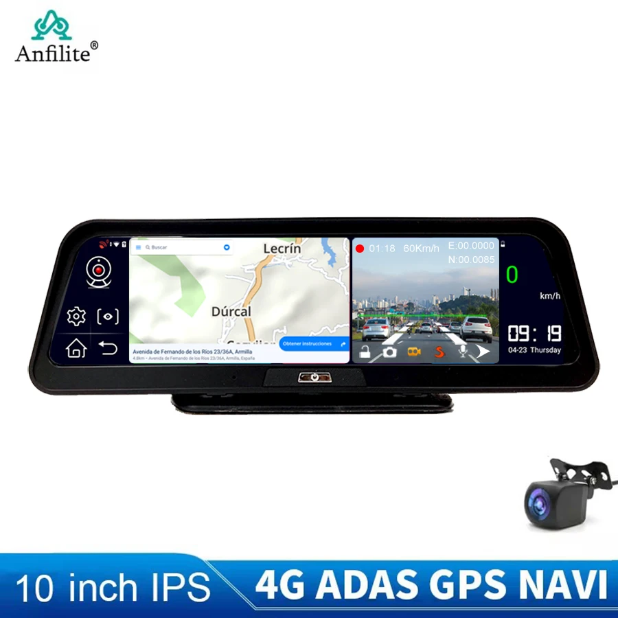 

10 - дюймовый автомобильный CarLog приборная панель видеорегистратор 4G ADAS DVR Android 8.1 автомобильный навигатор Бесплатная карта 2GB + 32 GPS навигация