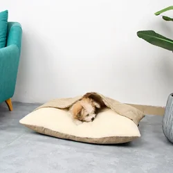 Warm Winter Dogs Pet Bed Kennel Removable Washable Bite-resistant Puppy Sofa Cushion Plush Cat Mat for Large Pet Sleeping Bag