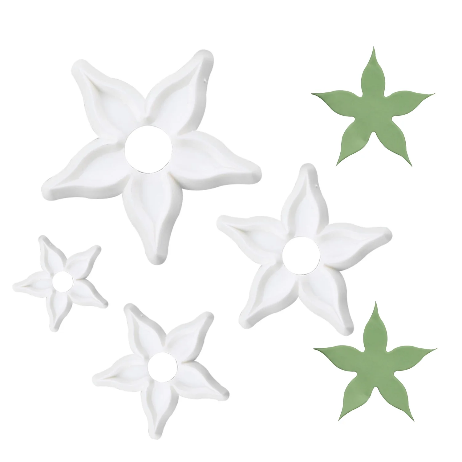 4pcs Fondant Rose Sugar Flower Calyx Cutters Fondant Modelling Tools For Cake Decorating Plastic Rose Calyx Cutters Set