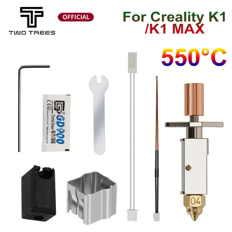 Hotend Updated KIT For Creality K1 Max 550°C High Temperature for 3D Printer Ceramic Heating Block Kit