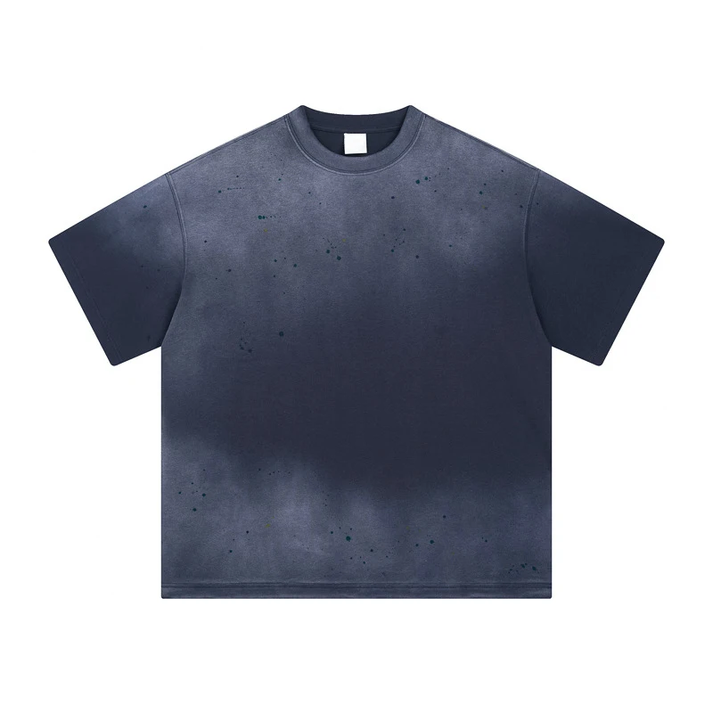 SVETLIN High Quality EU US Size Sports Casual T-Shirt High Street Splatter Dye Washed Distressed Short-Sleeve Shirt
