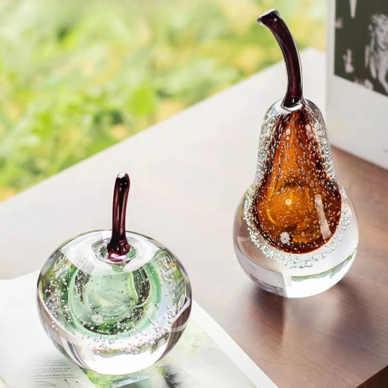 Premium Glass Apple Figurine, Sophisticated Crystal Art Piece for Home Display, Decorative Centerpiece & Elegant Niche Accent
